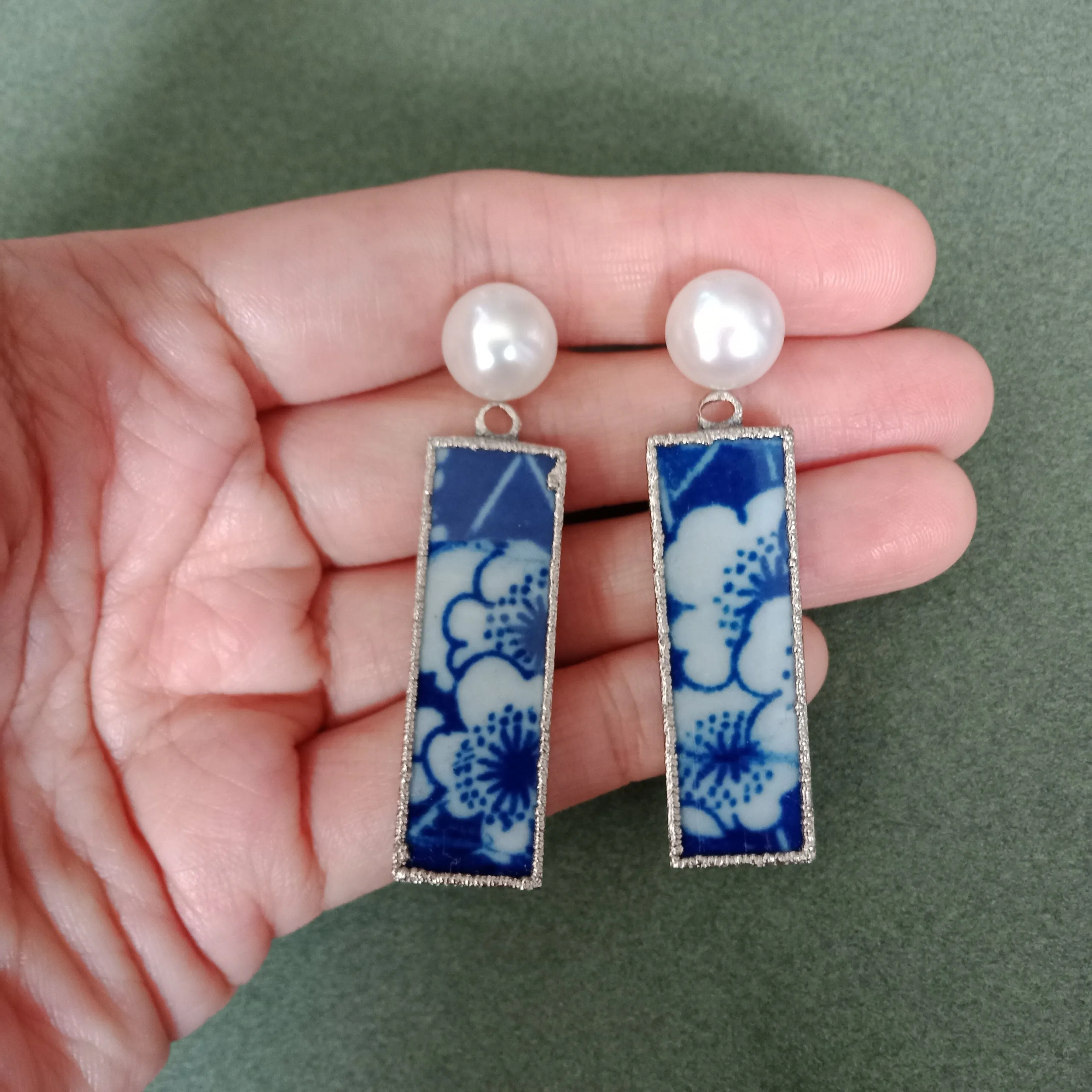 Three friends of winter porcelain earrings