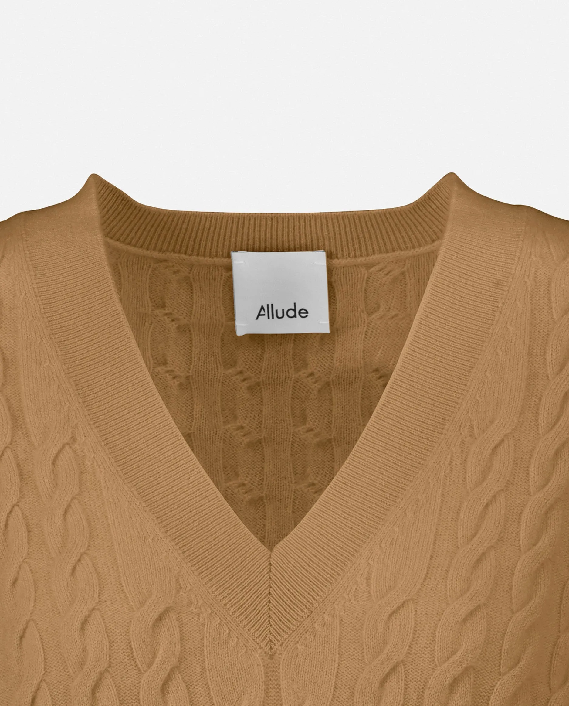 V-Pullover aus Cashmere in Beige